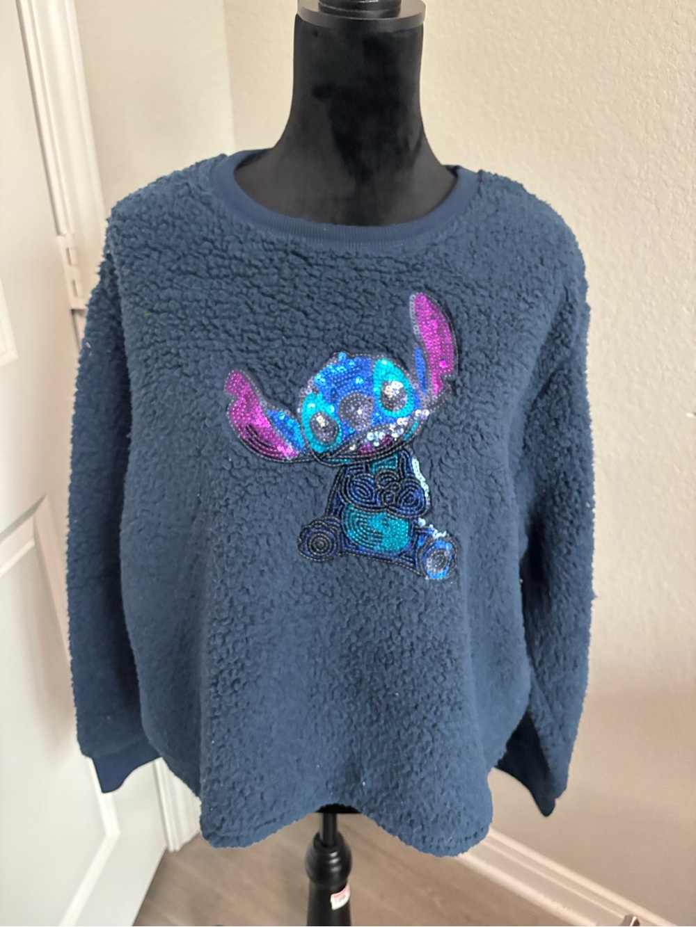 Disney Women's Sequin Stitch Nubby Fleece Sweatshirt